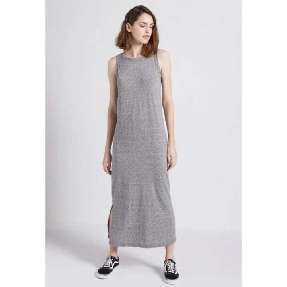 Current Elliot Gray Sleeveless Summer Minimalist Maxi Dress, Made in USA, Medium
